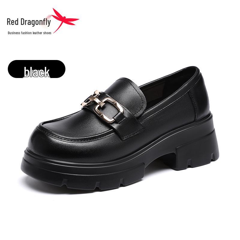Red Dragonfly Women s Genuine Leather Petite Platform Loafers - Spring British Style 36