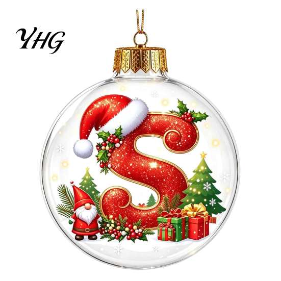 Xmas Wall Hanging Ornaments 26?Letter Acrylic Christmas Ball Ornament, 3D Crystal Style Alphabet Tree Decorations Pendant, Home Party Holiday