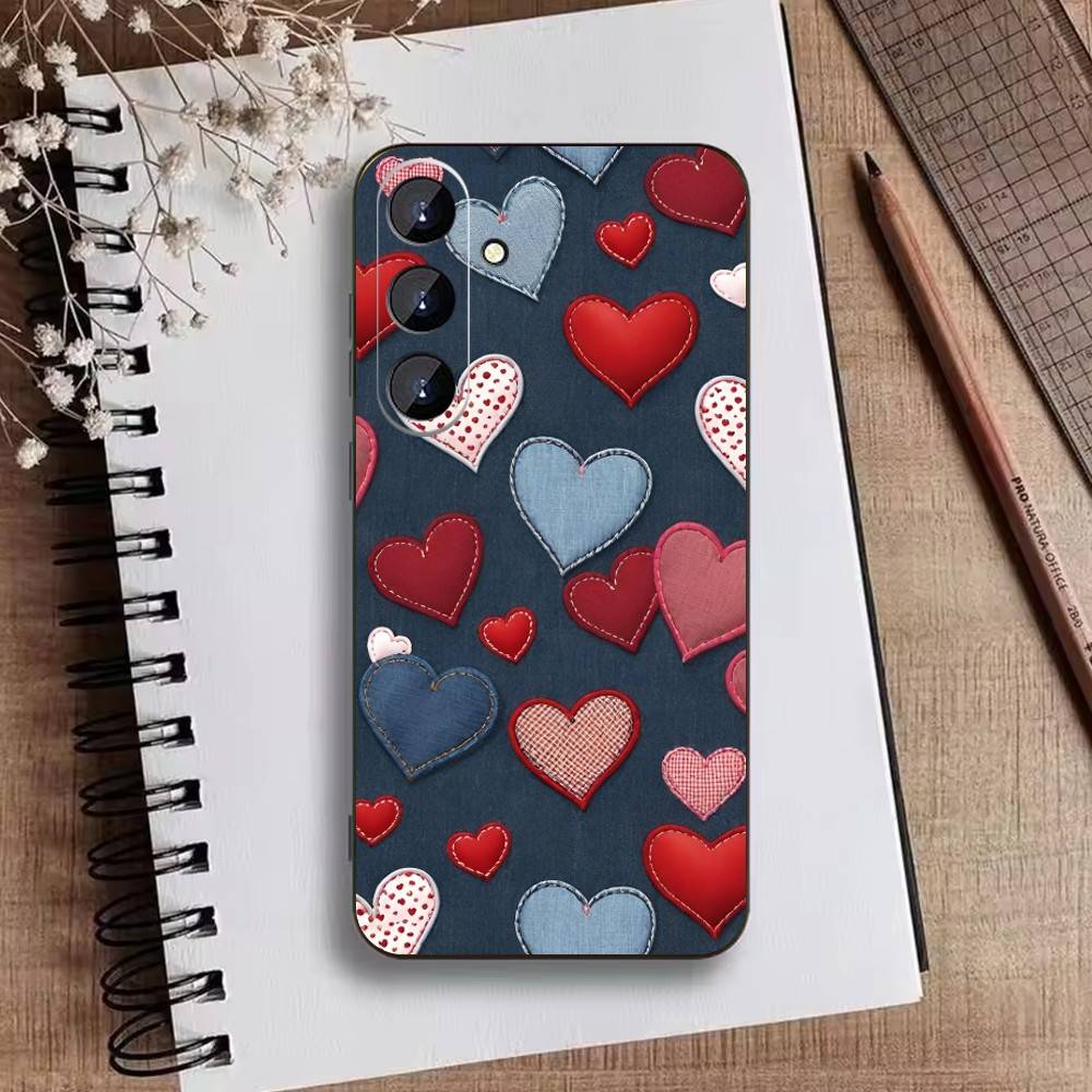 Y2K POP-Heart Phone Case For Samsung Galaxy A73,A21s,A22,A31,A52,A53,A71,A41Soft Black Shell