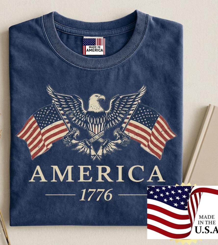 America 1776 Shirt USA 250th Anniversary Patriotic Vintage Style Graphic Tee Unisex T-Shirt