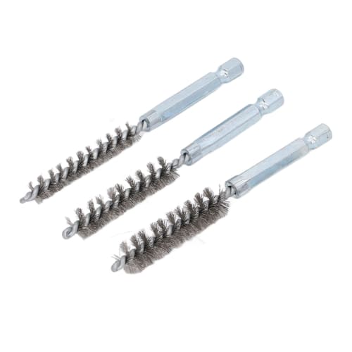 Drill Brush, Hex Shank Screw Cleaning, Polishing, Rust Removal, Bore Brush, Wire Brush, Cleaning Brush, Set of 6 (Steel Wire, Silver)