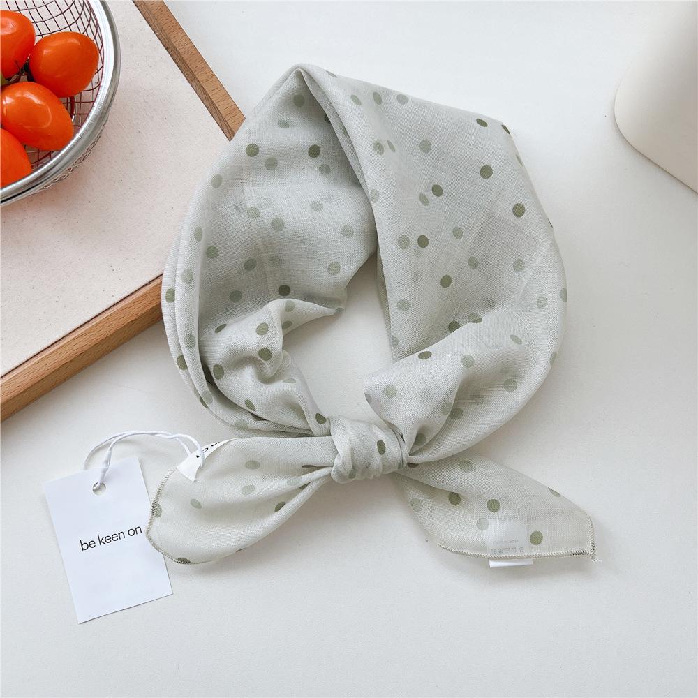 Koreanisches Trendiges Frühlings-Gepunktetes Seiden-Kopftuch - Quadratisches Mode-Tuch für Damen für Haare, Hals und Dekoration