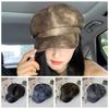 British Style Pu Leather Beret Autumn Winter Artist Cap Elegant Women's Beret  Streetwear
