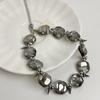 Gothic Rivet Beads Necklace Exaggerate Punk Choker Women Fashion Collarbone Chain  Party