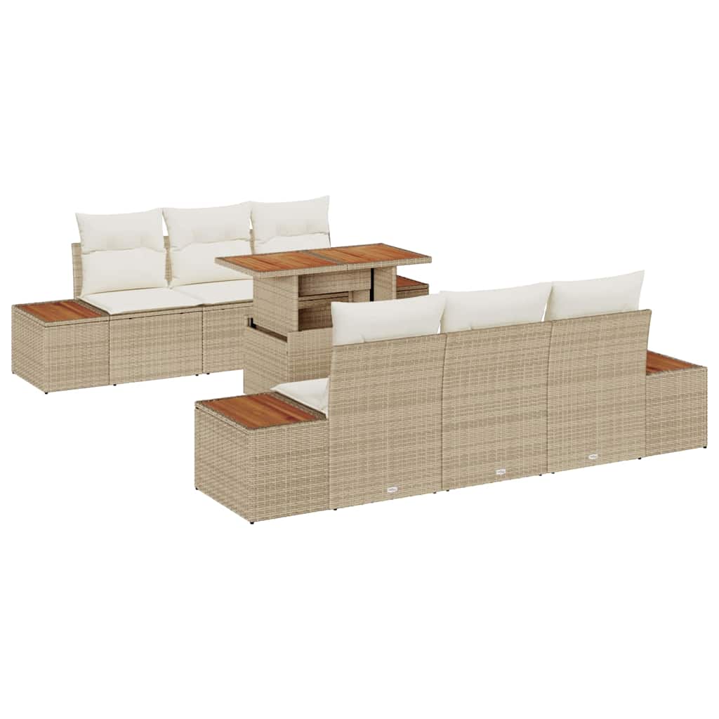 Garden Sofa Set 7 Pieces Beige and Cream