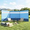 Camping Windbreaker with Clear Windows, Carry Bag and Steel Poles, for Beach Caravan Campervan, 440 x 140cm, Blue