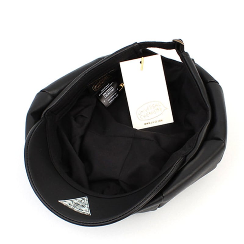 Universal Chemistry Belted Leather Black Newsboy Cap