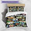 3pcs Duvet Cover Set (1*Duvet Cover + 2*Pillowcase, Without Core), Custom Name Cartoon comics Pattern Bedding Set, Home Bedroom Decor Gift
