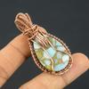 Copper Larimar Pendant Gemstone Handmade Jewelry, 999 Copper Wire Wrapped Pendant, Gift For Wife Jewelry