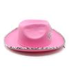 Pink Silver Cowboy Hat Women'S Non-Woven Crown Western Cowboy Hat Jazz Roll Top Hat Ins