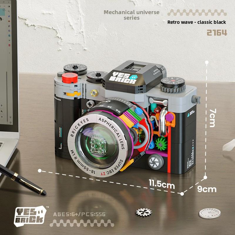 Compatible Building Block Mechanical Double Reverse Retro Camera Assembly Handmade Children's Toy Model Ornament Gift