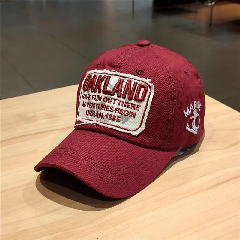 Korean Version of American Retro Baseball Cap Big Head Letter Casual Baseball Cap Women's Red Wide Brim Showing Face Small Hat