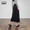 Design sense, pleated workwear style, half skirt, women's A-line skirt, handsome long skirt