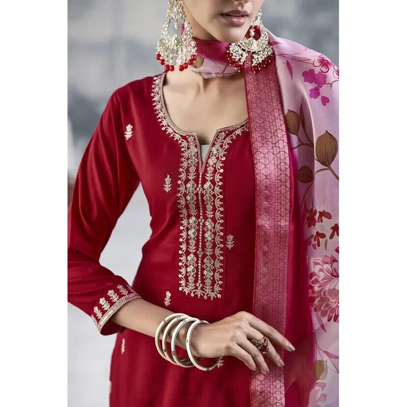 Indisches Damen-Top aus Seidenmischung, Tunika, Kurti, Salwar Kameez, pakistanisches Partykleid, VF-20143