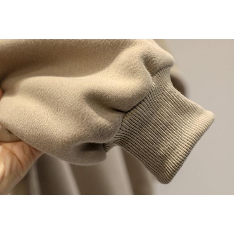 Herbst Winter Samt Verdicktes Rundhals Bedrucktes Sweatshirt Damen Einfaches Lockeres Oberteil