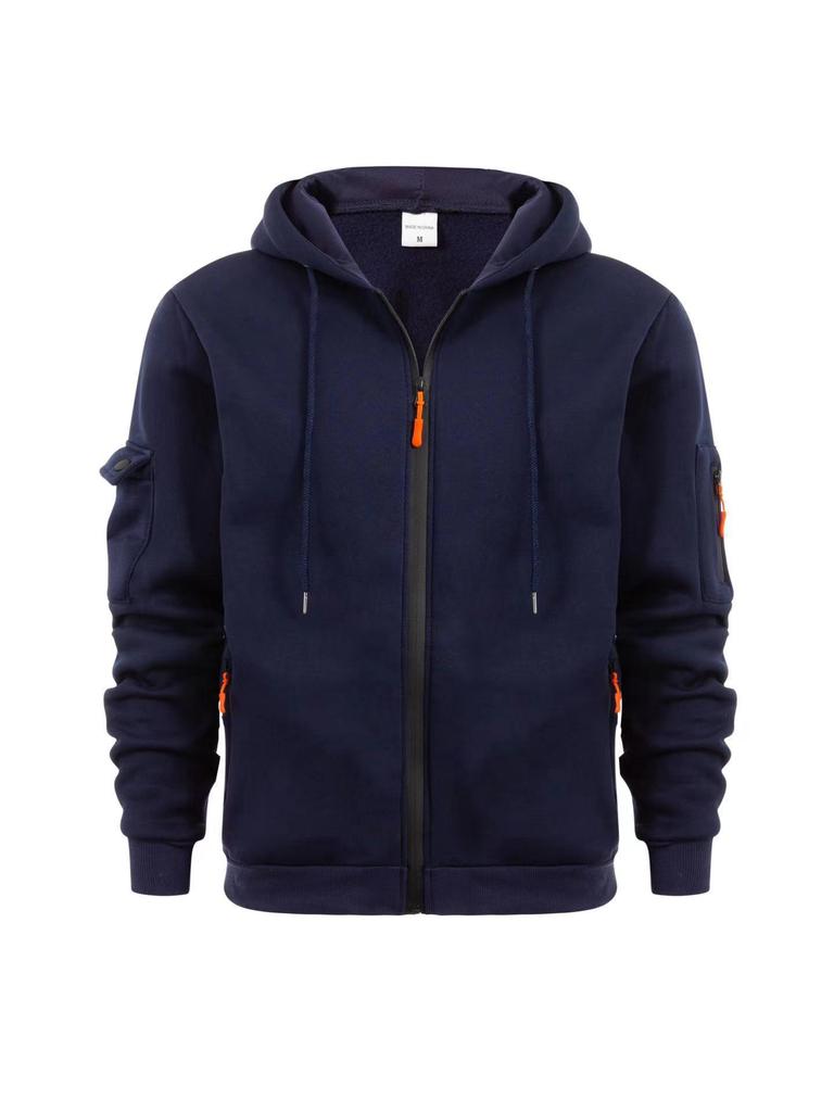 Men's Multi-Pocket Plus Size Cardigan Hoodie - Spring/Autumn Casual Sports Jacket