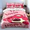 Pink Cartoon Bear Pattern Bedding Set Bedding Set (1 Duvet Cover, 2 Pillowcases, Duvet Not Included)