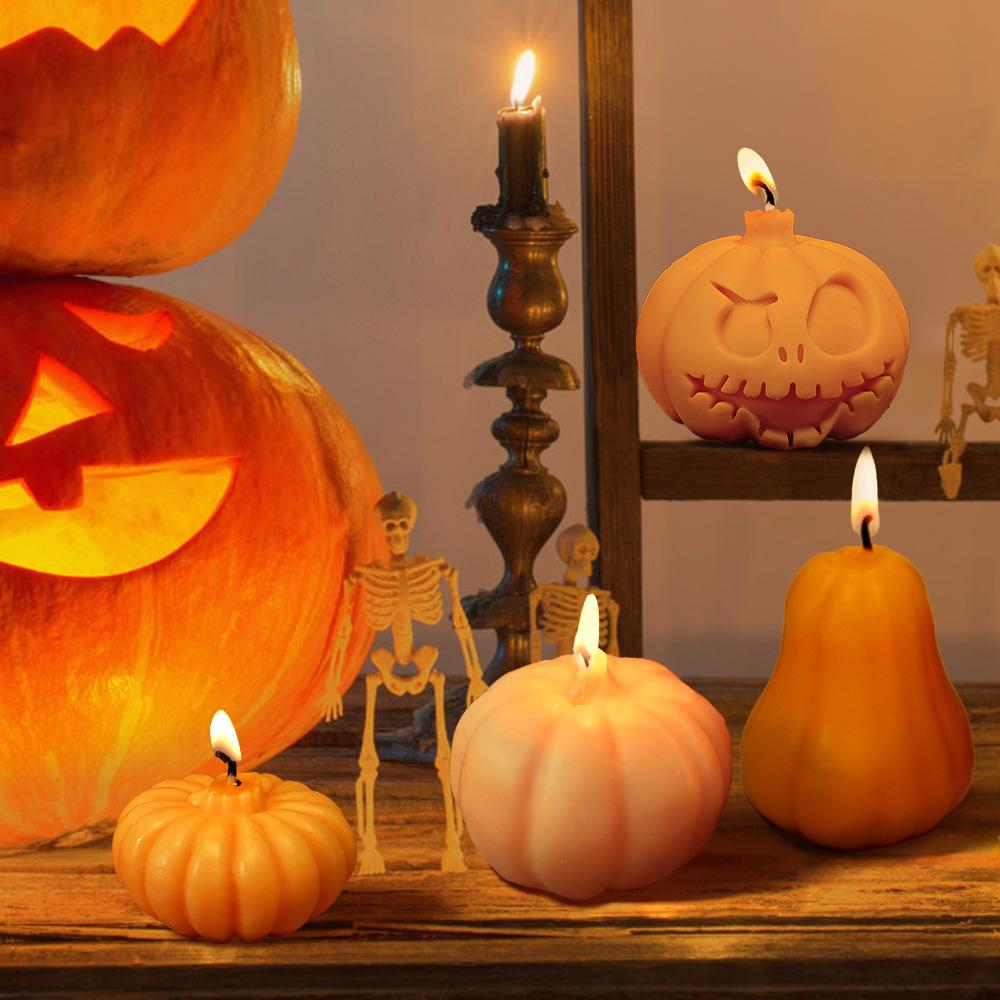 Halloween Pumpkin Silicone Mold Ghost Aromatherapy Candle Mold Used for Gypsum Ornaments Resin Dispensing Candles Making
