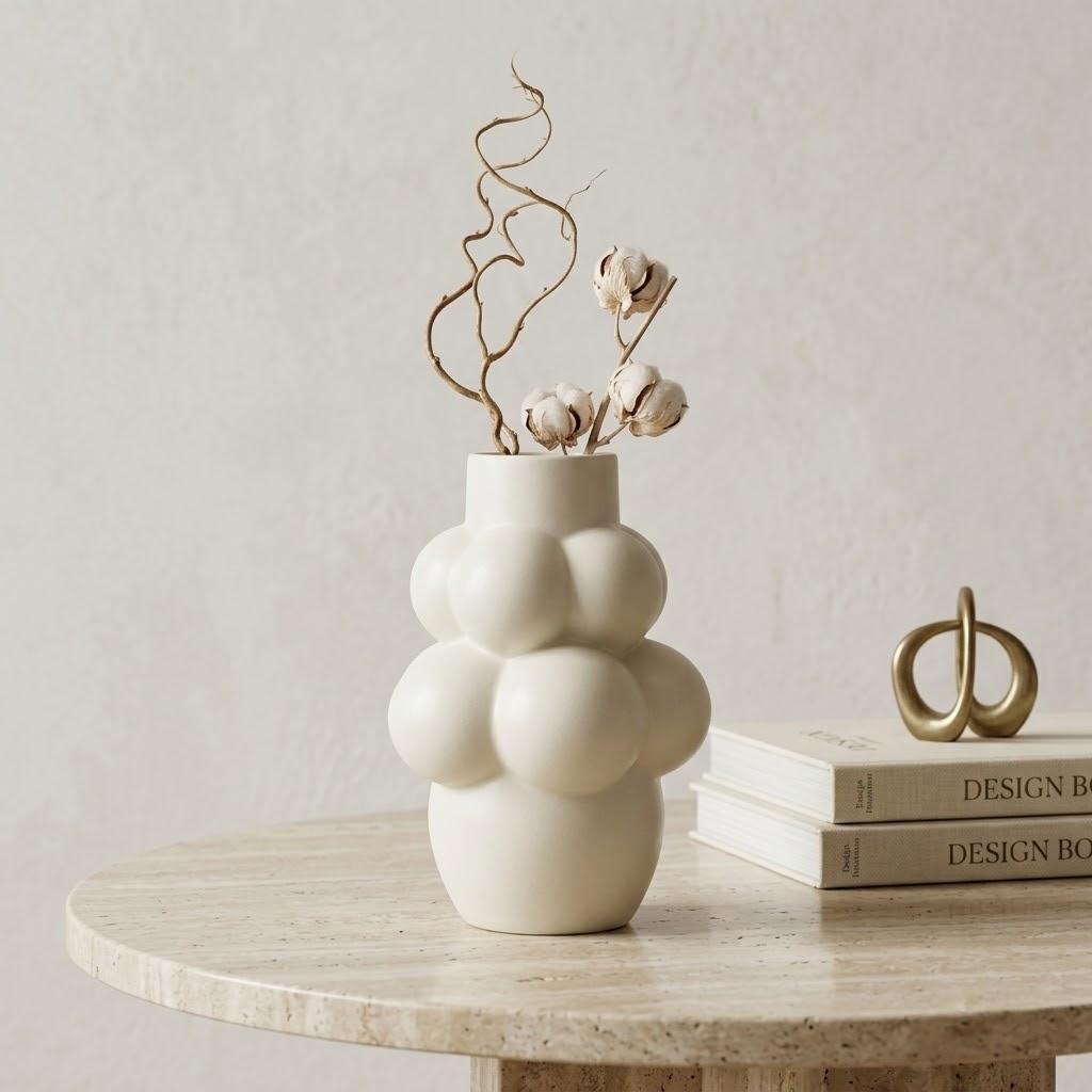Nordic Minimalist Bubble Ceramic Vase - Modern Art Table Centerpiece for Home Decor