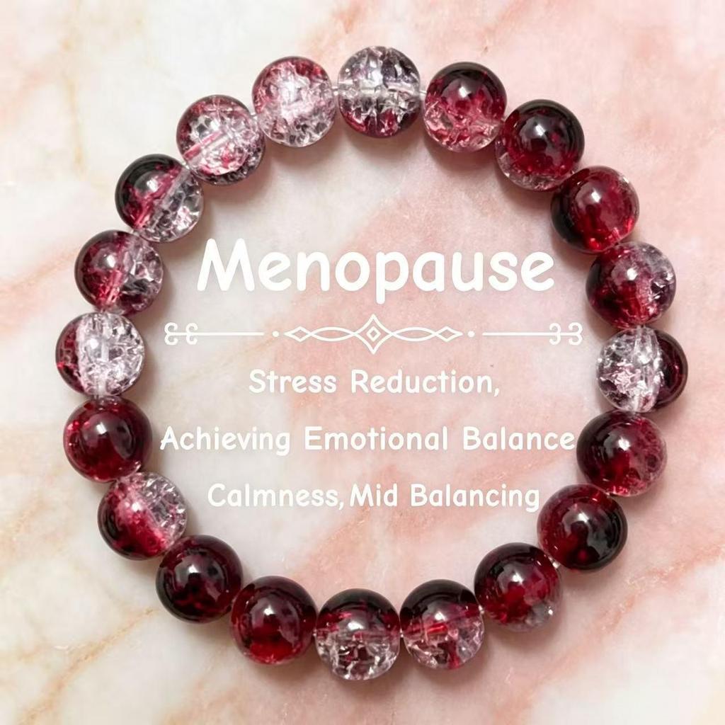 Popular 10mm Ice Transparent Gradient Cracked Beaded Bracelet - Soft Glass Wrap Design