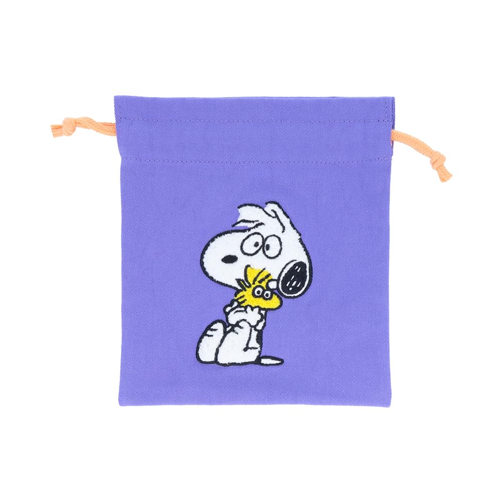Sunstar Stationery Snoopy Drawstring Bag Embroidered Woodstock Snoopy Violet S2331772 &