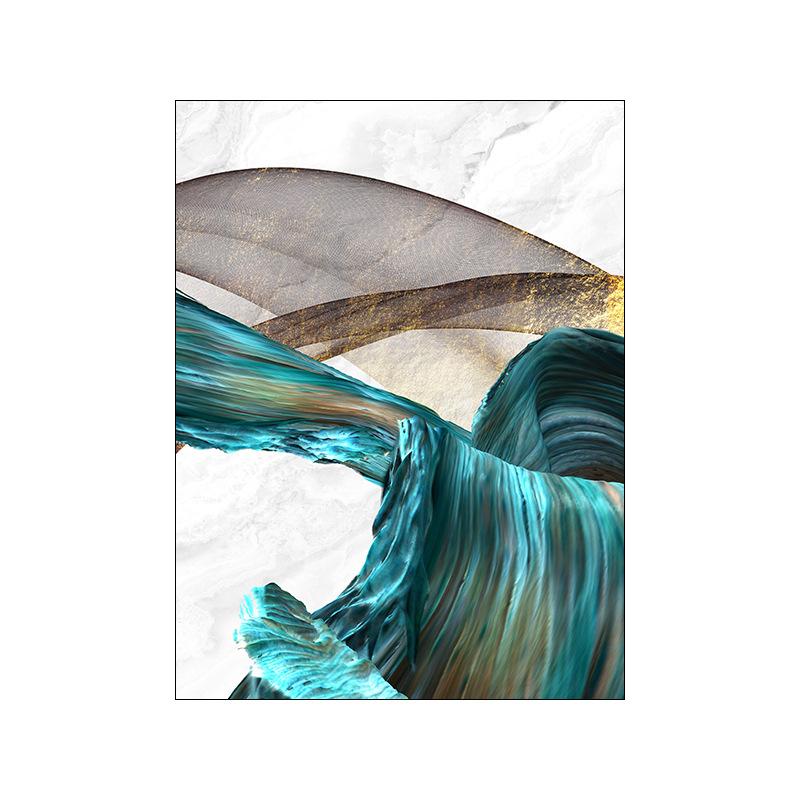 New Chinese Modern Simple Blue Ribbon Triple Decorative Painting Living Room Bedroom Background Wall Frameless Mural Porch Painting