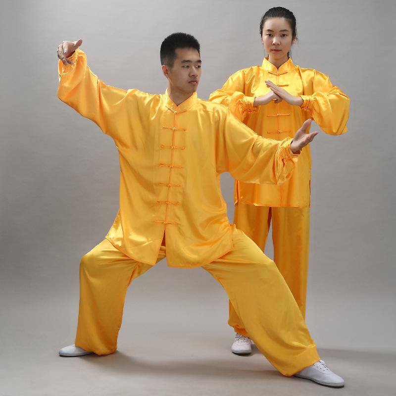 Chinese Traditional Tai Chi Suit Kung Fu 2Pcs/Set Unisex Button Placket Shirt Loose Solid Color Wear Men Clothes