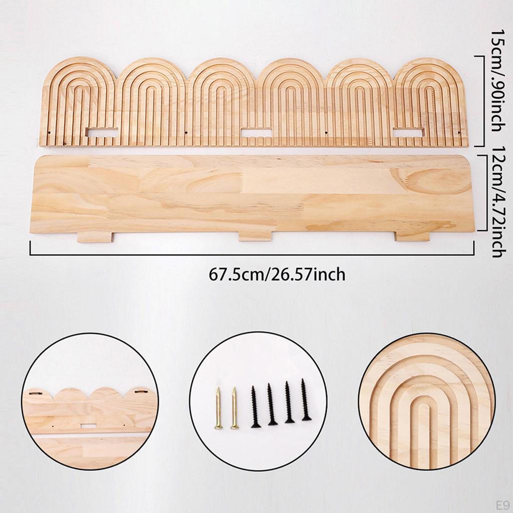 Boho Wall Shelf Arch Modern Book Display Bohemian Trinket Storage Rack Wood Float Shelves for Living