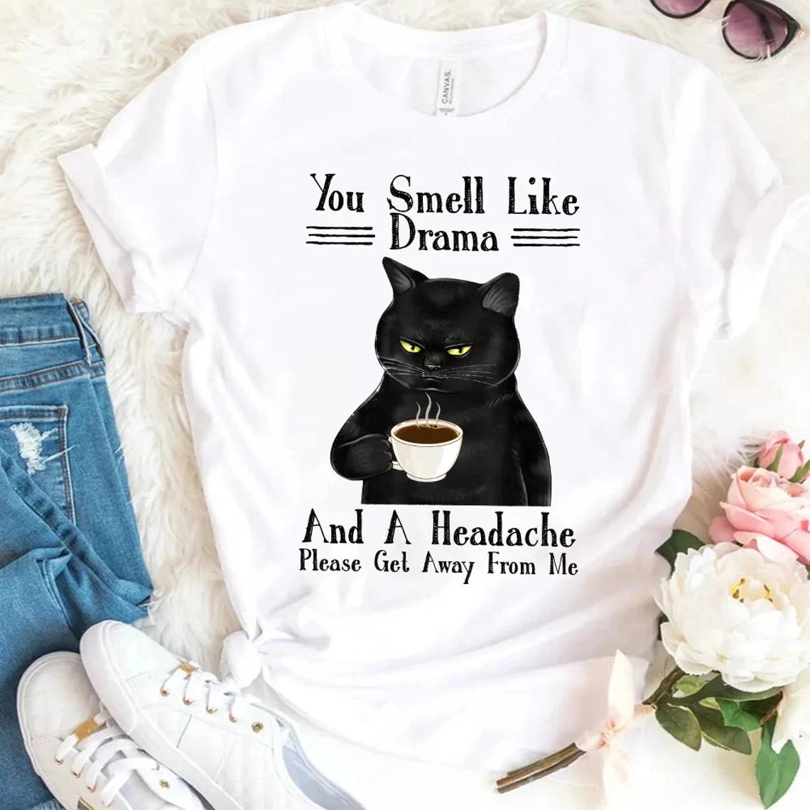 You Smell Like Drama And A Headache Shirt, Cat Lover Shirt, Gift For Cat Lover L
