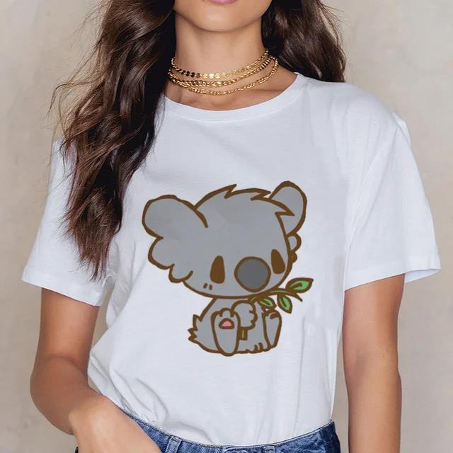 Damen Cartoon Kawaii Tier Koala Druck Damen T-Shirt Harajuku Ropa Mujer Grafik Große Größen T-Shirt Lässig Streetwear T-Shirts