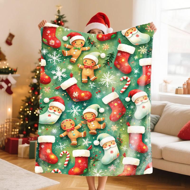 1pc Pink Chirstmas Blanket Snowflake Print Smooth Flannel Blanket for Home Living Room Bedroom Decor New  Christmas Gift
