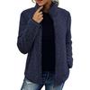 Women Solid Fleece Jackets Casual Stand Collar Coat Fashion Female Long Sleeve Zipper Outerwear Autumn Winter Lady Clothes