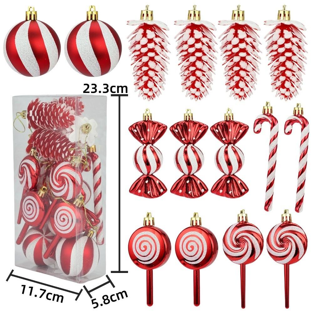 

15 шт. Святкові прикраси Різдвяний набір льодяників Зроби сам Різдвяні прикраси Подарунки Різдвяні кулі червоний