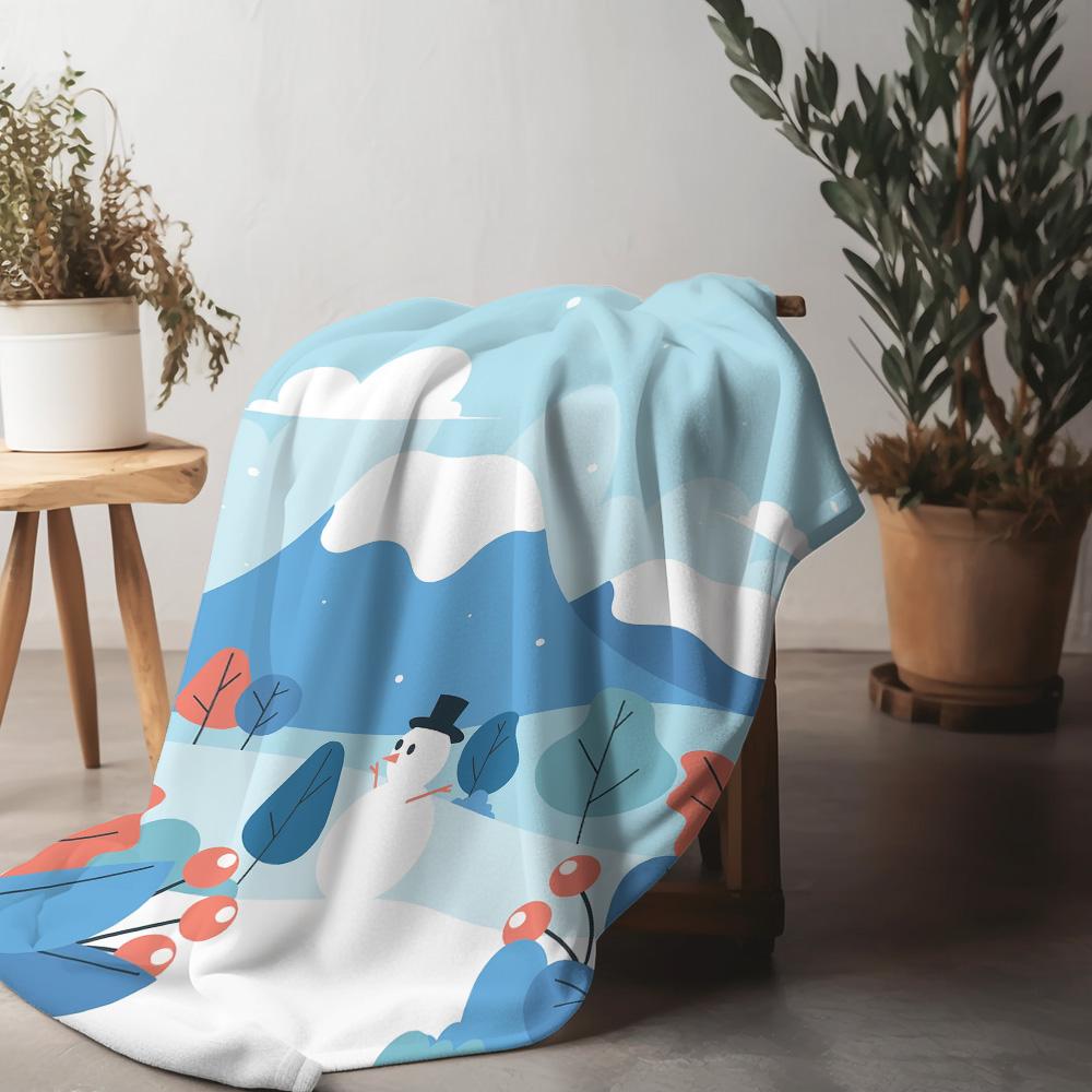Tuniu Cute snowman plush blanket for winter bedroom sofa decoration warm soft fleece throw blanket 75x90cm