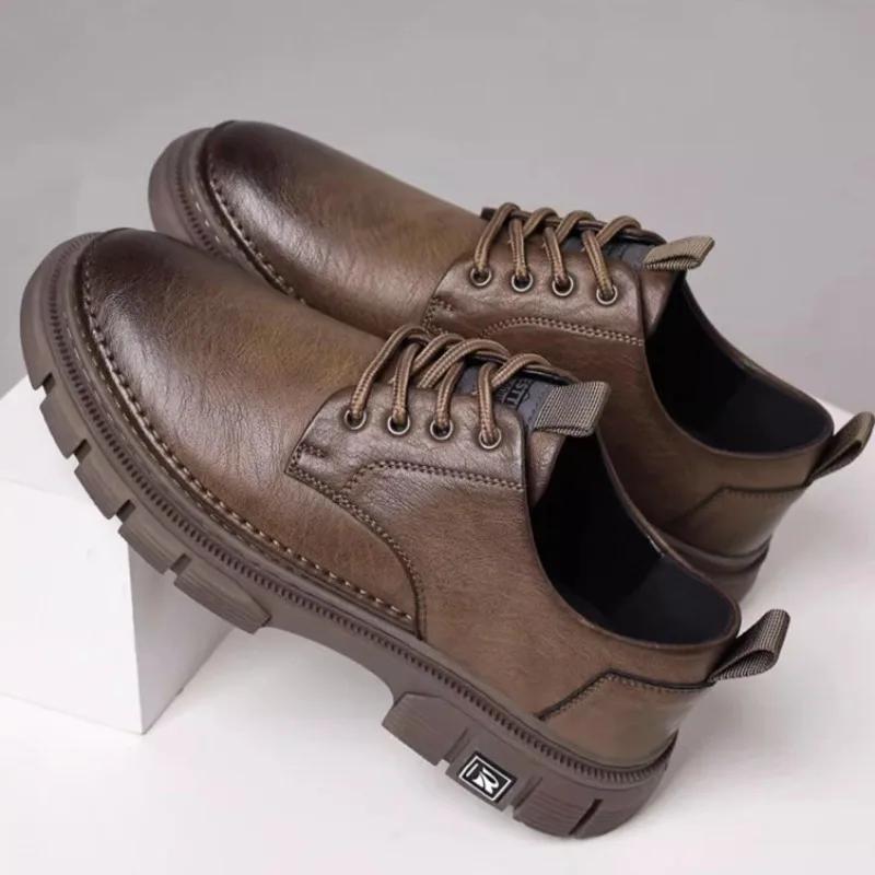 Spring Autumn Platform Shoes for Man Designer Soft-soled Casual Men's Driving Shoes Solid Color Business Men Dress Shoes