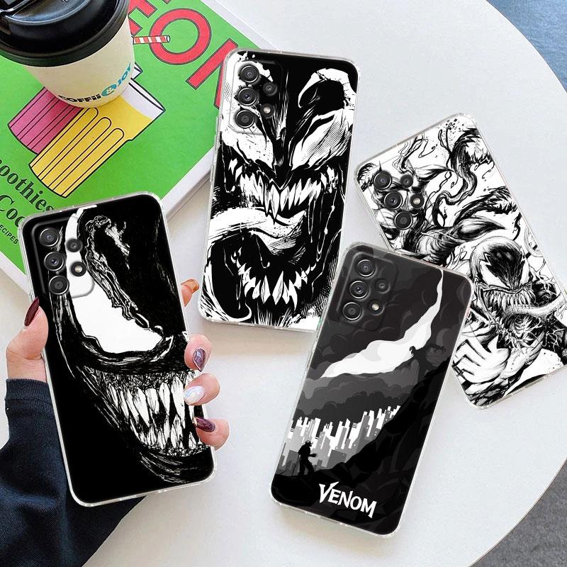 Marvel Venom Black Art Clear Case For Samsung Galaxy A57 A37 A56 5G A36 Cases A55 A54 A35 A26 A07 A17 A16 A06 A36 A15 Soft Cover