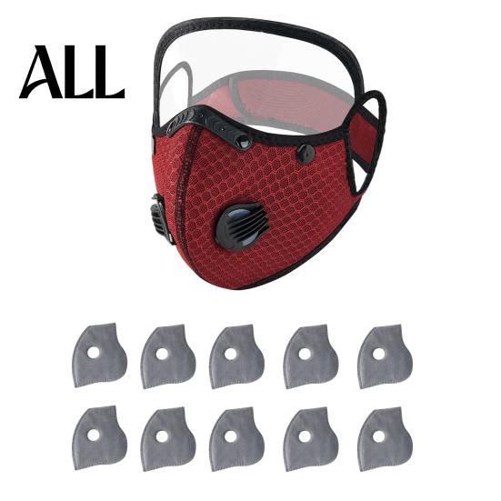 Breathable Cycling Mask Reusable Carbon Filter Dust with Adjustable Goggles, 6-Layer Face Guard 10 Filters, Protection Breathing Valve, Eye