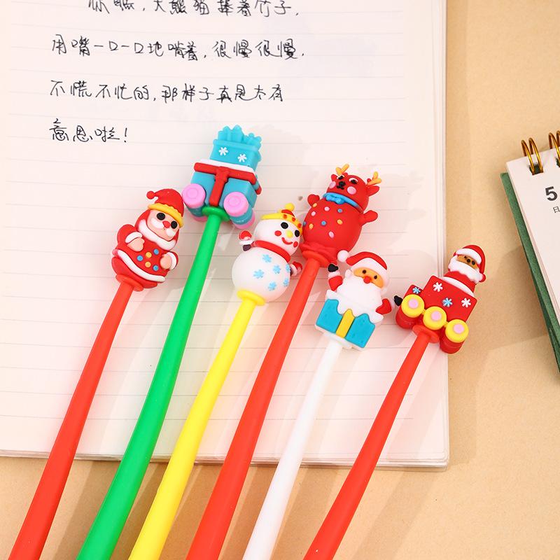 48Pcs Cartoon Christmas Gel Pens Children Gift Elk Snowman Ornamant Christmas Party Favor Gift Pen School Stationery Prize Office Gift Holiday Gift No