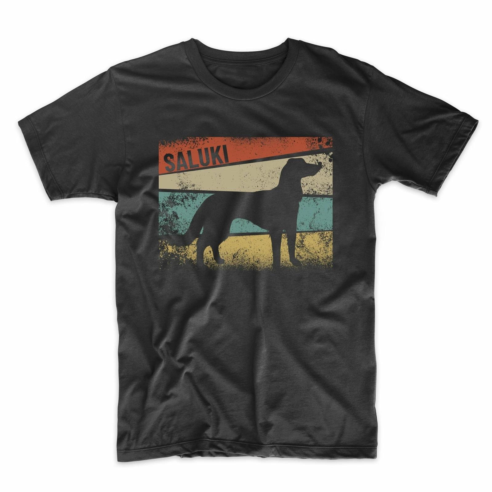 Men s Saluki Shirt - Retro Style Saluki Silhouette Dog Owner T-Shirt S