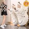 Dad Shoes Girl 2025 Autumn and Winter New Korean Version Versatile Skinny Small Man Height Increasing Thick-soled Slope Heel Casual Sneakers