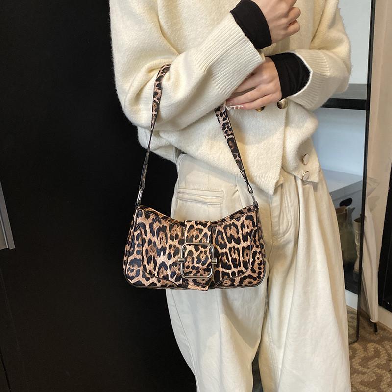 Small Fashionable Square Leopard Print Tote Bag For Women With Trendy Style