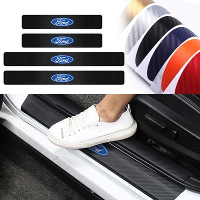 4pcs Car Door Sill Scuff Stickers Carbon Fiber Auto Badge Protective Decals For Focus 2 MK4 Mondeo Fiesta Ecosport Kuga MK3