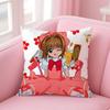 C-Cute Sakura Kinomoto Pillow Case Anti-Dustmite Pillowcase Invisible Zipper Silky Short Plush Sofa Cushion Cover