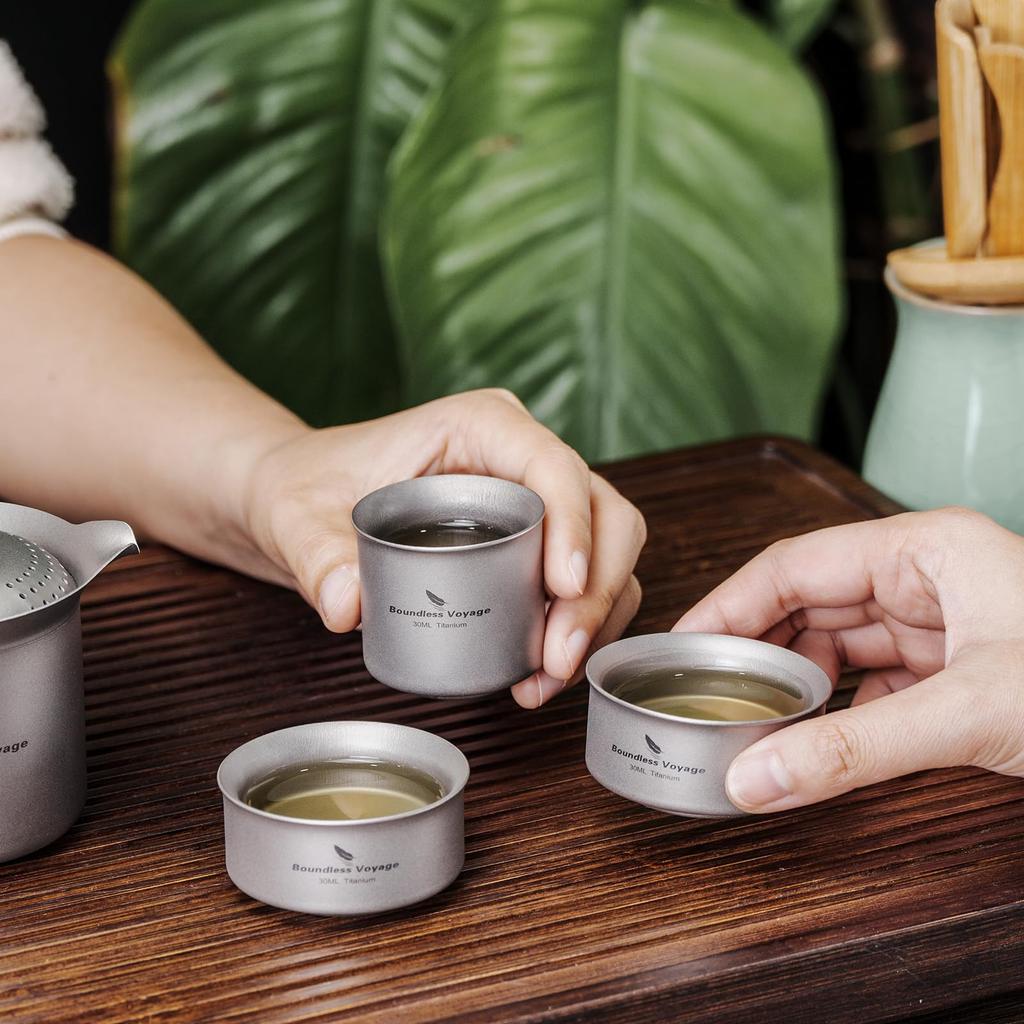 Boundless Voyage Titanium Sake Perfect for Hot and Outdoor Activities of Cups, 30ml, Ultra-Lightweight, Double-Walled, Stylish, Camping, Sake, Sake,