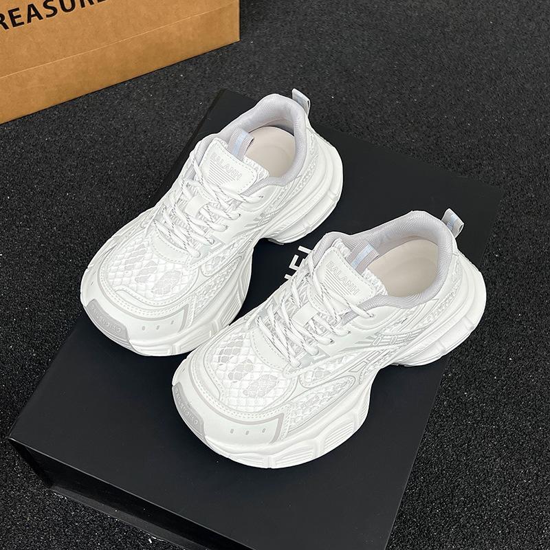 Silver Platform Dad Shoes Women's 2025 Summer New Small Man Height and Thinness Mesh Breathable Sports and Leisure Shoes