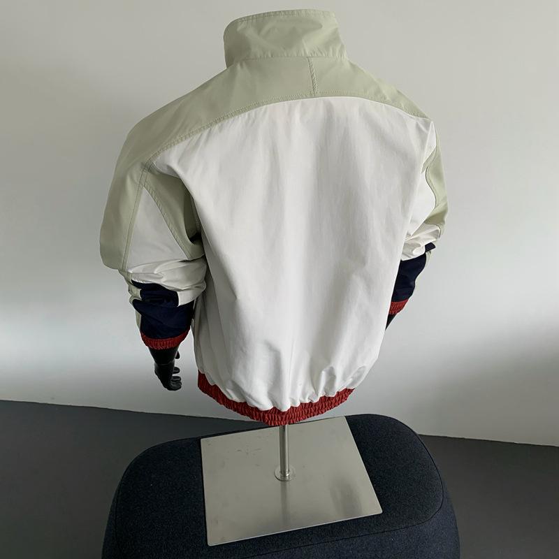 Giacca Sportiva Regular Retro Americana da Uomo per Esterno Impermeabile Casual con Collo Rialzato