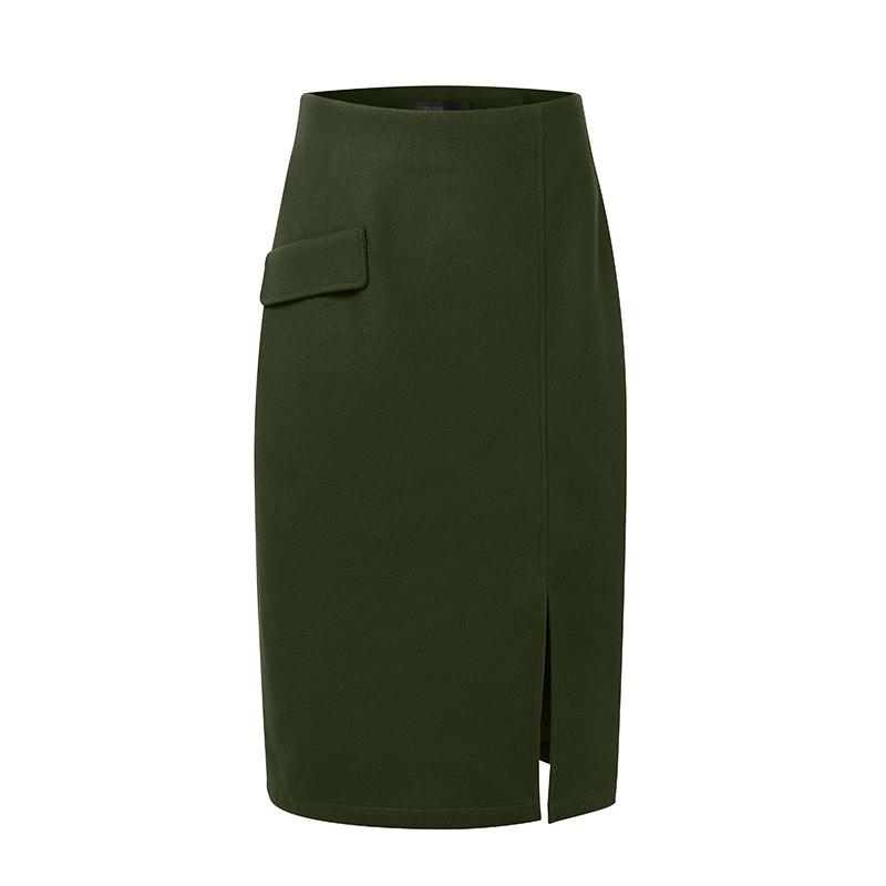 

ZANZEA Жіночі Елегантні Повсякденні Однотонні Приталені Міді Спідниці 4XL армія зелений колір