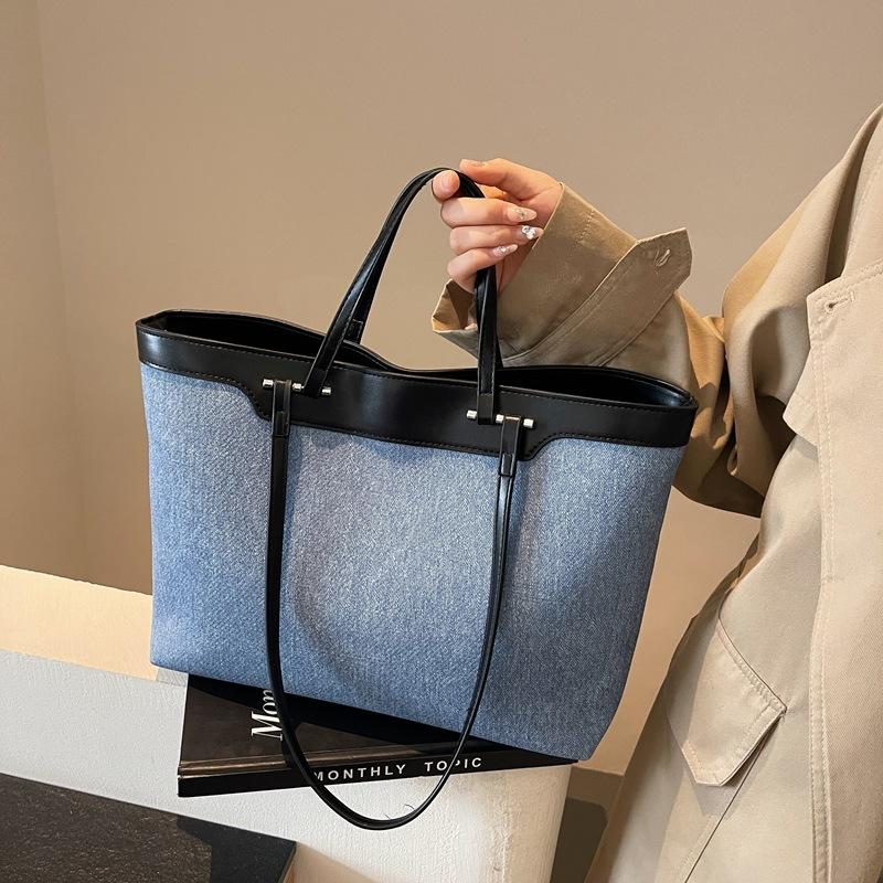 Denim bag women's large-capacity casual versatile shoulder bag class commuter tote bag