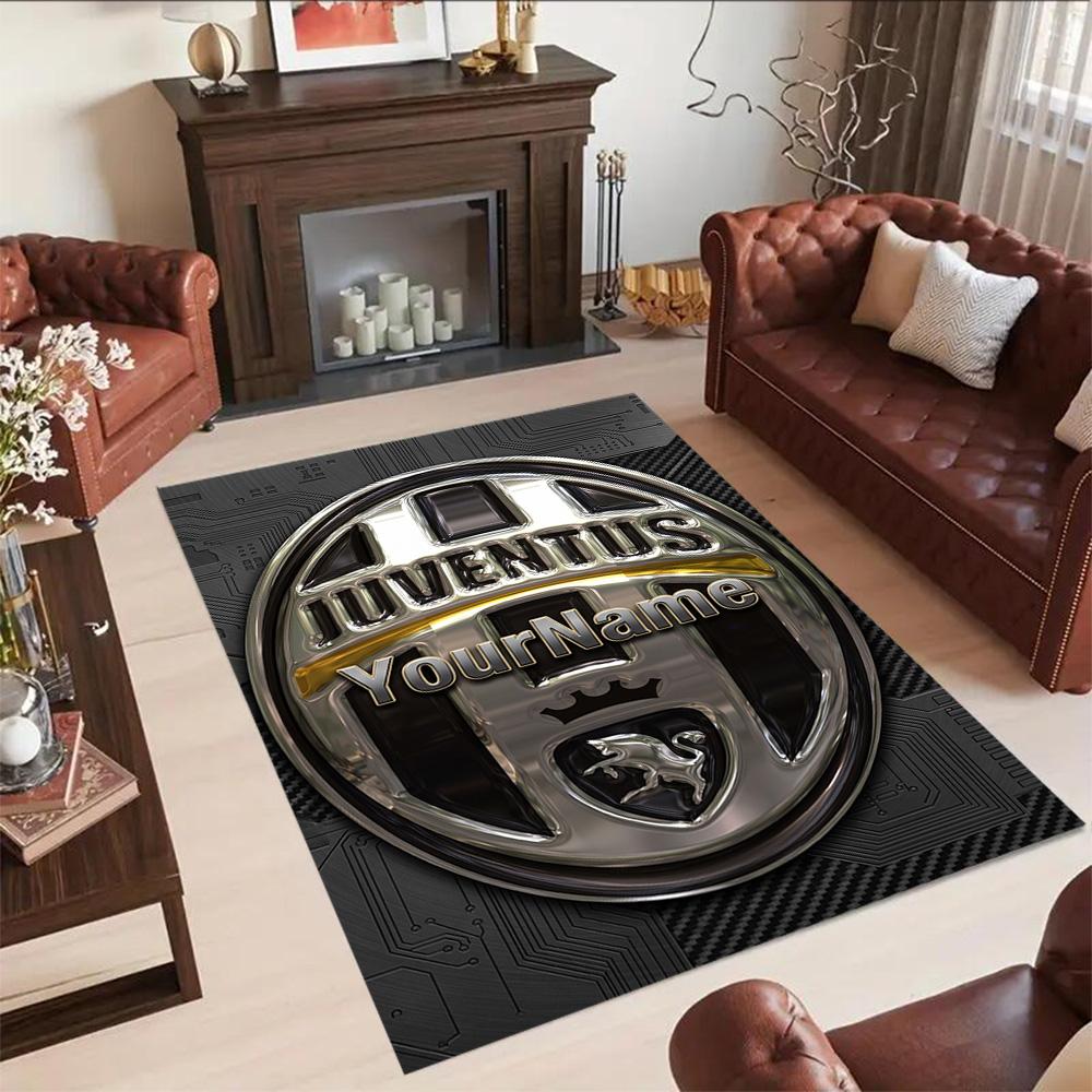 Juventus Customize Text Floor Rug Office Rug Suitable for Playrooms Dormitory Hallway Balcony Anti-slip Rug Office Home Decor Birthday/Christmas Gift