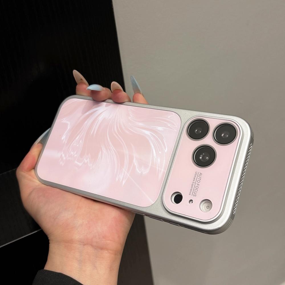 Luxury Frame Heat Dissipation CD Feather Pattern Phone Case For iPhone 17 Pro Max 16 14 15 Pro Camera Protection Back PC Cover